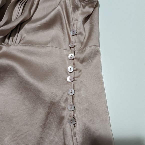 🦃 Josef women's pink / beige short sleeves 100% silk top size S - Picture 5 of 10